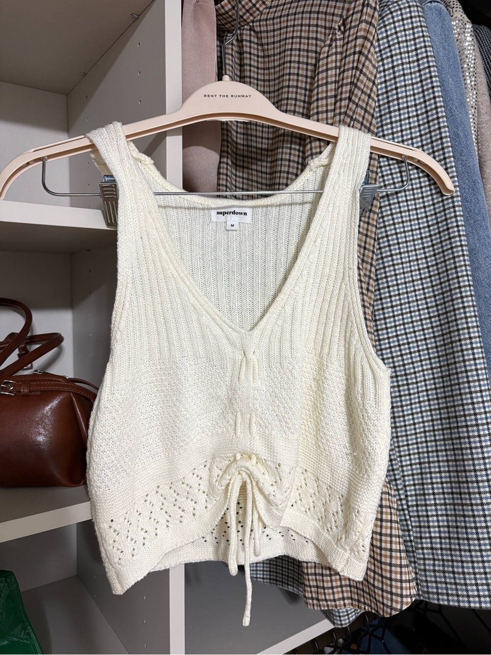 REVOLVE Superdown Ivory Knit Drawstring V-Neck Tank Top